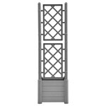 vidaXL Jardinière avec treillis 43x43x142 cm PP Gris pierre