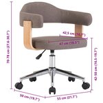 vidaXL Chaises pivotantes à manger lot de 6 taupe bois courbé et tissu