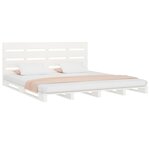 vidaXL Cadre de lit Blanc 180x200 cm Bois de pin massif Super King