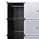 vidaXL Armoire modulaire 18 compartiments Noir et blanc 37x146x180 5cm