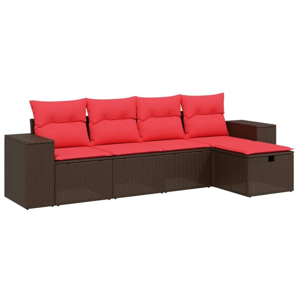 vidaXL Salon de jardin avec coussins 5 Pièces marron résine tressée