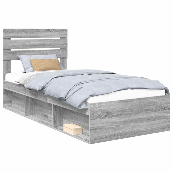 vidaXL Cadre de lit Gris Sonoma 100 x 200 cm Pin massif