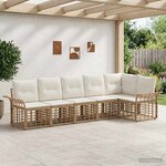 vidaXL Ensemble de canapés d'extérieur 6 Pièces Blanc Naturel et Crème