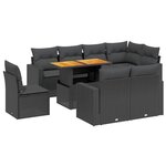 vidaXL Salon de jardin 9 Pièces avec coussins noir résine tressée