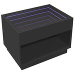 vidaXL Table basse avec LED infini noir 70x50x50 cm