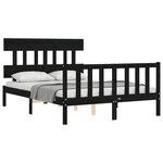 vidaXL Cadre de lit avec tête de lit noir 140x190 cm bois massif