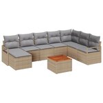 vidaXL Ensemble de canapé de jardin 9 Pièces Beige Poly rotin