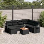 vidaXL Salon de jardin 8 Pièces avec coussins noir résine tressée