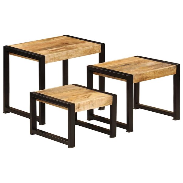 vidaXL Tables gigognes 3 Pièces Bois solide de manguier