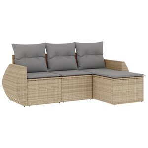 vidaXL Salon de jardin avec coussins 4 Pièces beige résine tressée