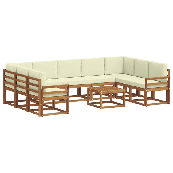 vidaXL Ensemble de canapés d'extérieur 10 pc Naturel et Crème
