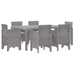 vidaXL Ensemble de Salle à Manger de Jardin de 7 Pièces avec Coussins en Poly Rattan Gris Clair