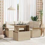 vidaXL Ensemble de canapé de jardin 5 Pièces Beige Poly rotin