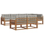 vidaXL Ensemble de canapés d'extérieur 7 Pièces Naturel et gris clair