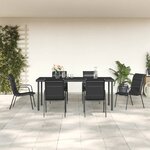 vidaXL Ensemble à manger de jardin 7 Pièces noir textilène et acier