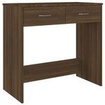 Bureau table poste de travail meuble d'ordinateur informatique étude chêne 80 x 40 x 75 cm bois d'ingénierie brun 02_0023623