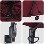 vidaXL Parasol mural avec LEDs bordeaux  248 cm
