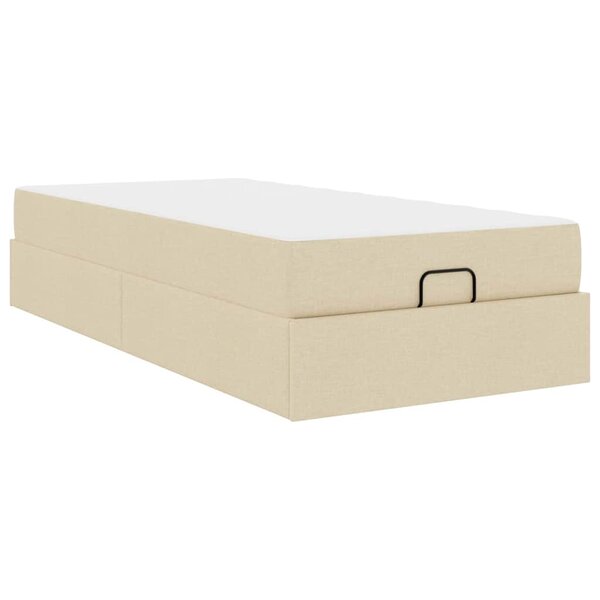 vidaXL Cadre de lit avec matelas Crème 100 x 200 cm tissu