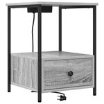 vidaXL Table de nuit avec station de chargement 2 Pièces Sonoma gris