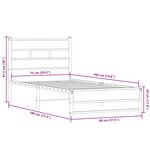 vidaXL Cadre de lit en métal sans matelas chêne fumé 75x190 cm