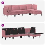 vidaXL Ensemble de meubles pour le salon 5 Pièces Rose Velours