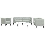 vidaXL Ensemble de canapé Chesterfield et traversins 3 Pièces gris clair