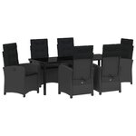 vidaXL Ensemble de salle à manger pour jardin 7 Pièces Noir polyrotin