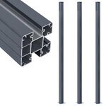 vidaXL Poteaux de clôture 3 Pièces Gris foncé 185 cm Aluminium