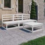 vidaXL Salon de jardin 4 Pièces Blanc Bois de pin massif