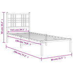 vidaXL Cadre de lit métal sans matelas avec tête de lit blanc 75x190cm