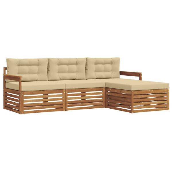 vidaXL Ensemble de canapés d'extérieur 4 pc Naturel et Beige