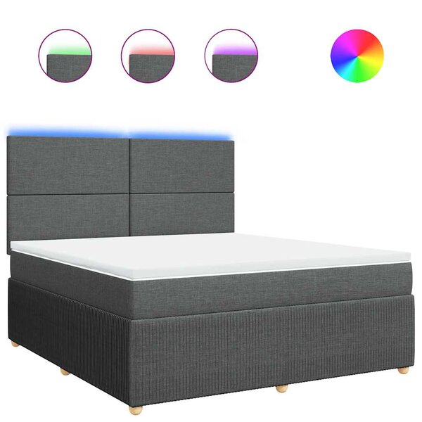 vidaXL Sommier à lattes de lit avec matelas Gris foncé 180x200cm Tissu