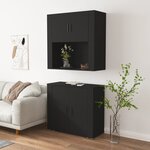 vidaXL Buffet haut Noir Bois d'ingénierie