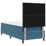 Lit tapissier vidaXL avec matelas bleu foncé simple en velours