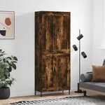 vidaXL Buffet haut Chêne fumé 69 5x34x180 cm Bois d'ingénierie