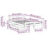vidaXL Cadre de lit sans matelas blanc 135x190 cm bois de pin massif