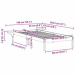 vidaXL Cadre de lit Blanc 90 x 190 cm Pin massif