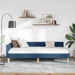 vidaXL Cadre de lit d'angle Bleu 90 x 200 cm Tissu et bois reconstitué