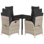 vidaXL Ensemble à manger de jardin et coussins 5 Pièces gris clair rotin