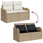 Ensemble de canapé de jardin 9 pièces avec coussins beige en poly rotin