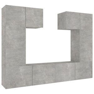 vidaXL Ensemble de meubles TV 6 Pièces Gris béton Bois d'ingénierie