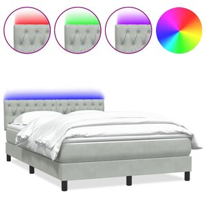 vidaXL Sommier à lattes de lit et matelas et LED gris clair 160x210cm velours