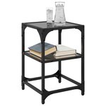 vidaXL Tables basses avec dessus en verre noir 2 Pièces 30x30x45 cm acier