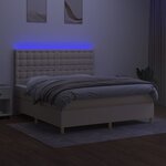 vidaXL Sommier à lattes de lit et matelas et LED Crème 180x200cm Tissu