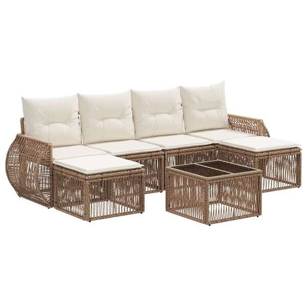vidaXL Ensemble de canapé de jardin 7 Pièces Beige et blanc crème