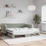 vidaXL Lit de jour avec lit gigogne gris clair 90x190 cm velours