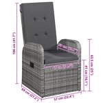 vidaXL Ensemble de salle à manger de jardin de 5 pièces avec coussins gris en poly rattan d'acacia