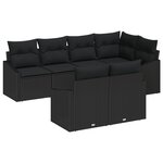 vidaXL Ensemble de salle à manger de jardin de 7 pièces avec coussins en poly rotin noir