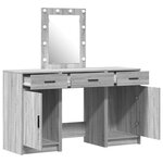 Ensemble de coiffeuse de 3 pièces vidaXL avec LED en bois d'ingénierie gris sonoma