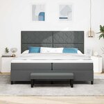 vidaXL Lit à ressort avec matelas et banc gris foncé 200x200 cm en tissu